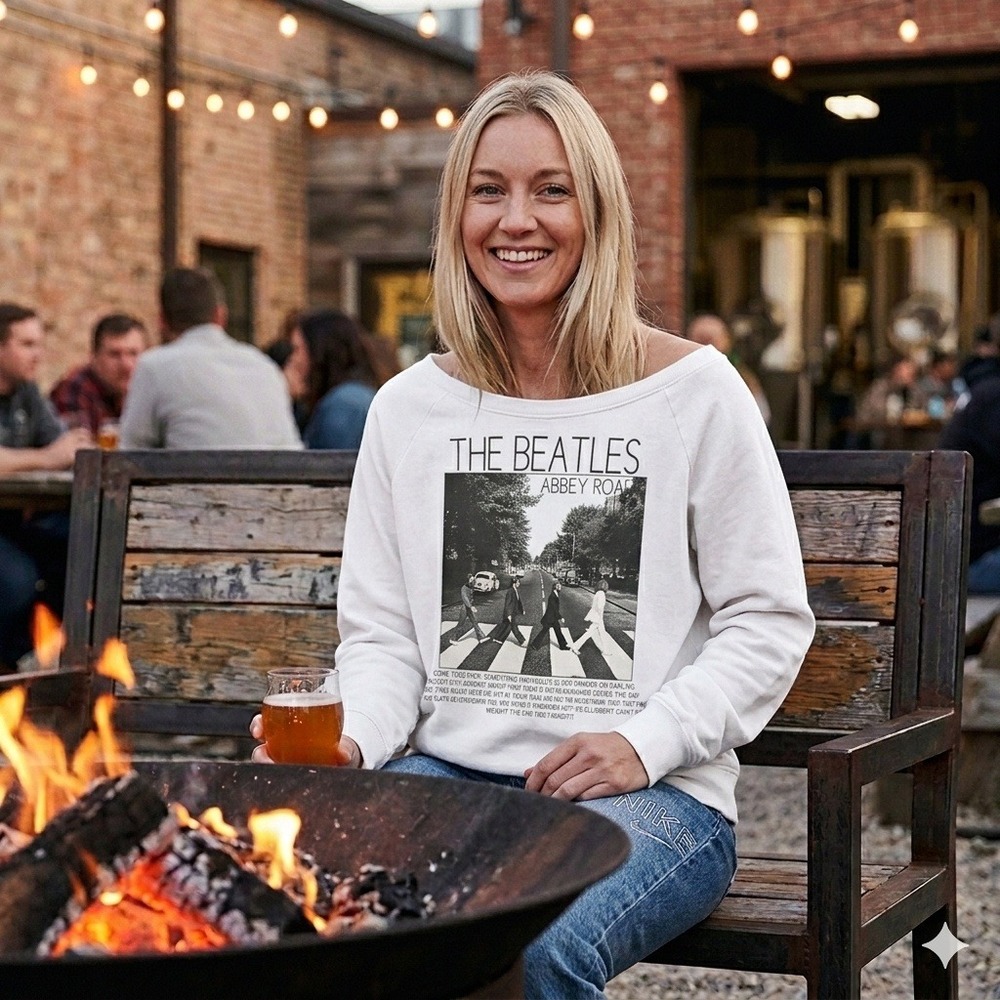 The Beatles Abbey Road Sweatshirt Womens Small White Graphic Band Pullover